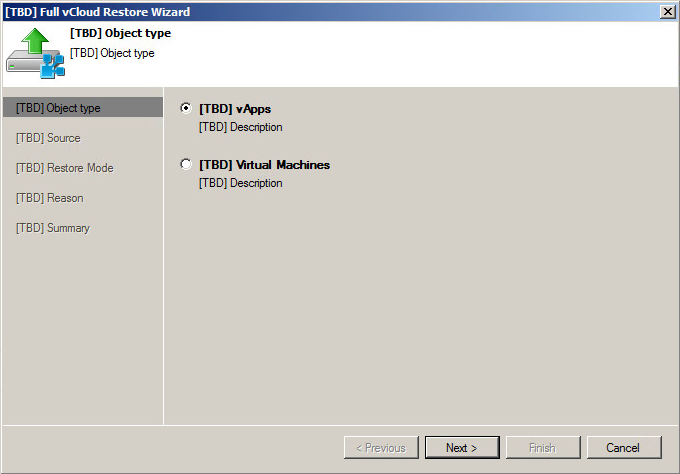 Select whether to restore an entire vApp or just a single VM